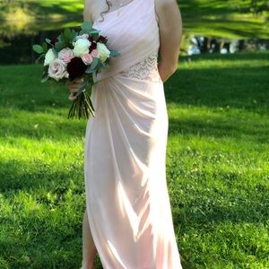 One Shoulder Lace Long Slitted Gown